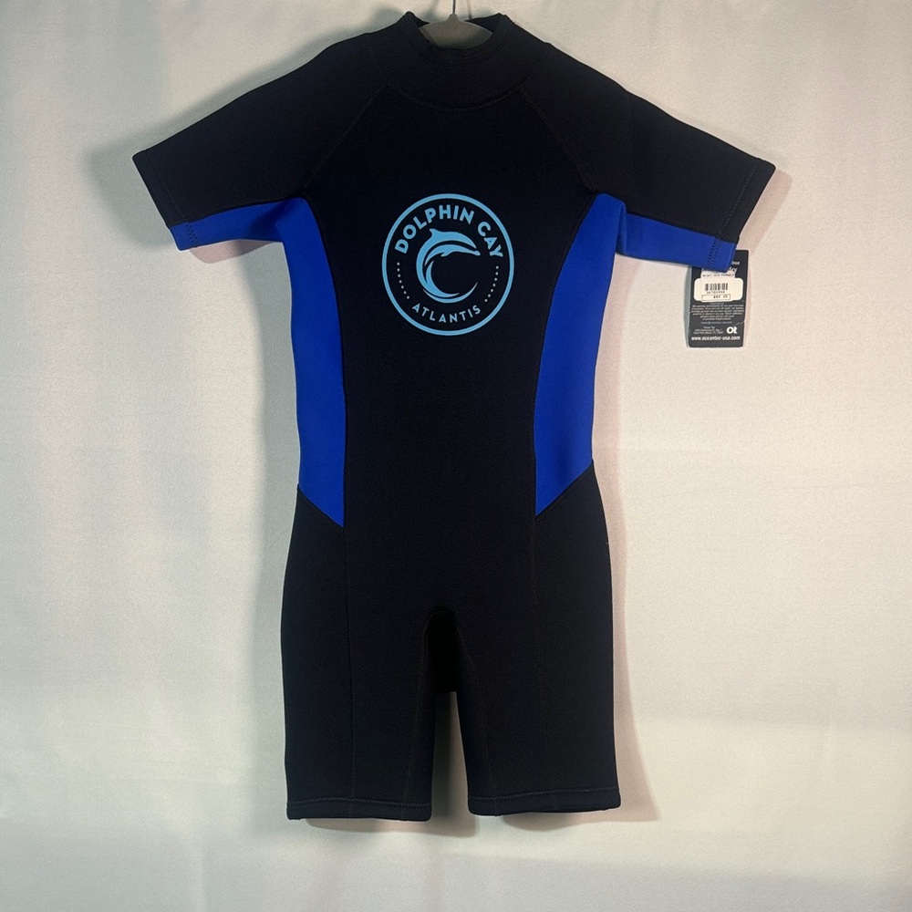 Kids Wetsuit/ Swimsuit - Black and Blue Bahamas Atlantis Dolphin Cay - Size 8